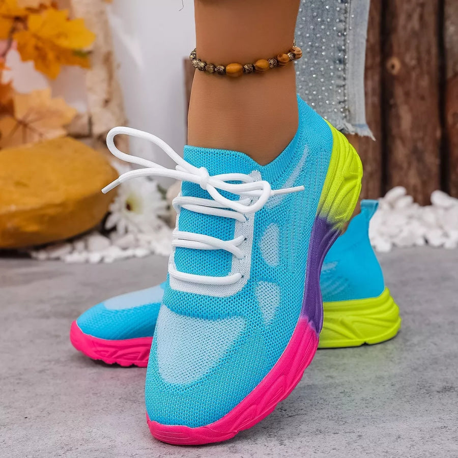 Lace Up Round Toe Sneakers Sky Blue / 35 Apparel and Accessories