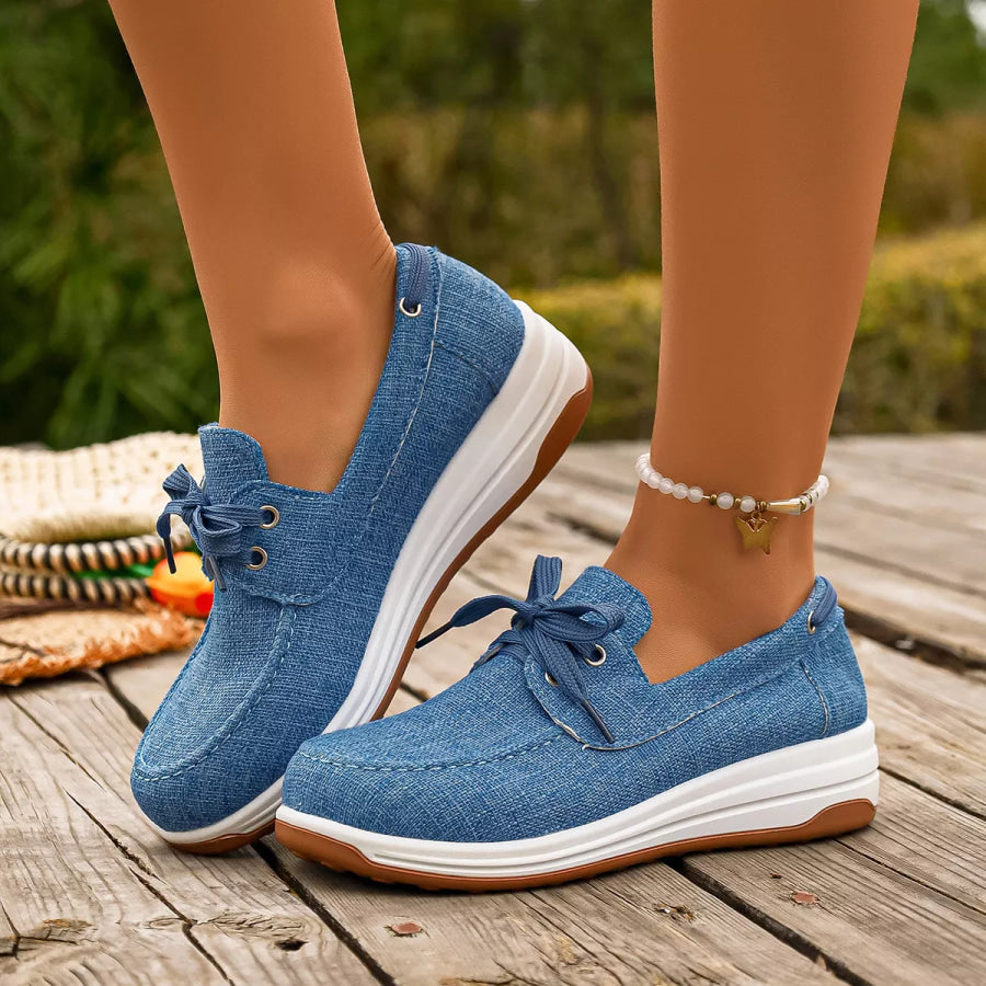 Lace Up Round Toe Sneakers Sky Blue / 36 Apparel and Accessories