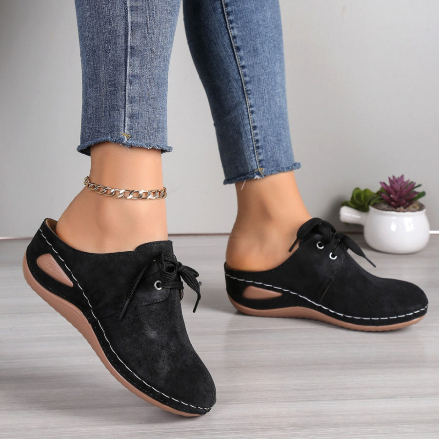Lace-Up Round Toe Wedge Sandals Apparel and Accessories