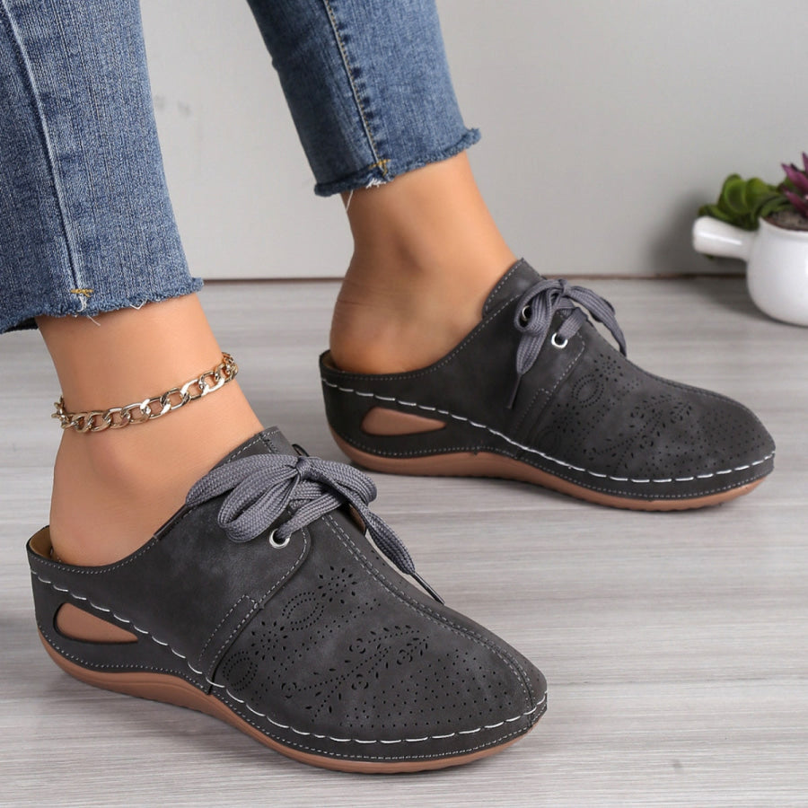 Lace-Up Round Toe Wedge Sandals Apparel and Accessories