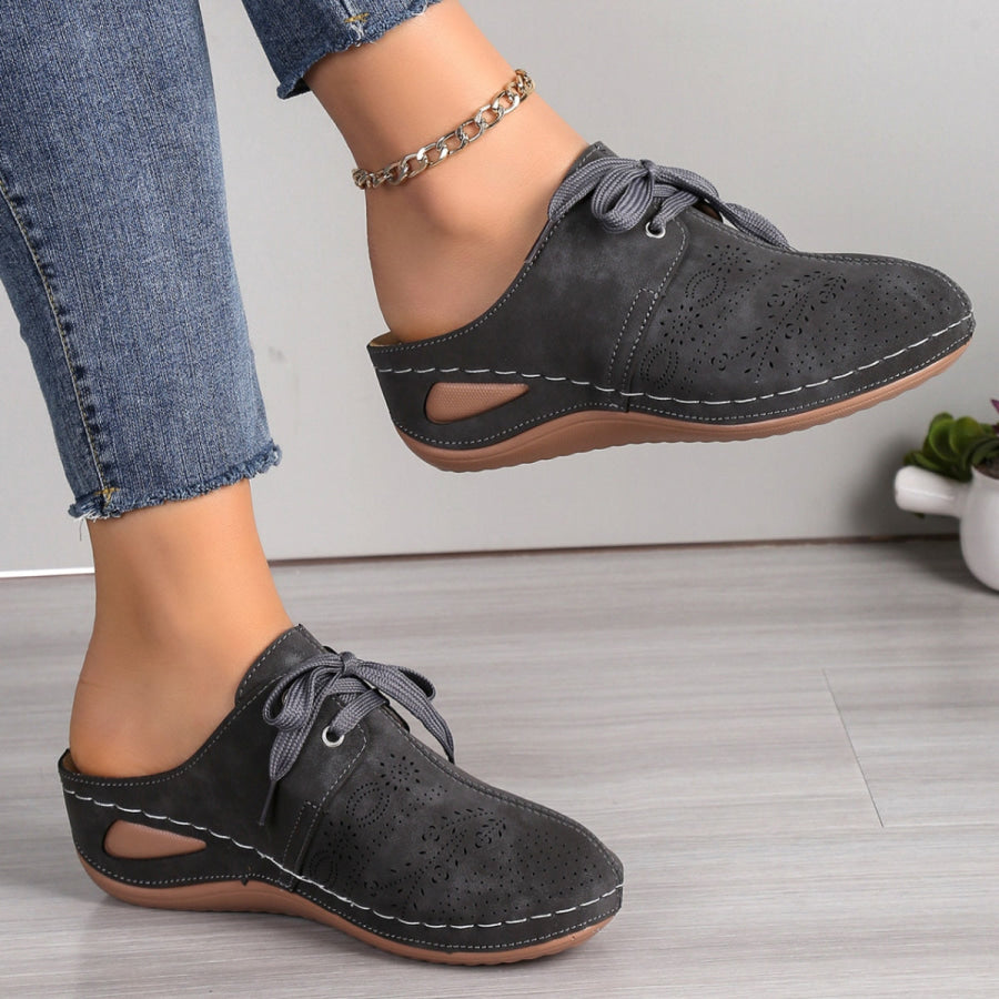 Lace-Up Round Toe Wedge Sandals Apparel and Accessories