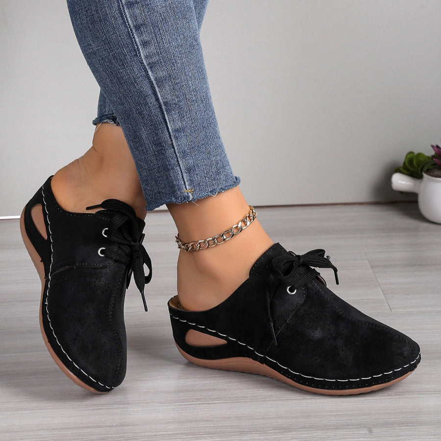 Lace-Up Round Toe Wedge Sandals Apparel and Accessories