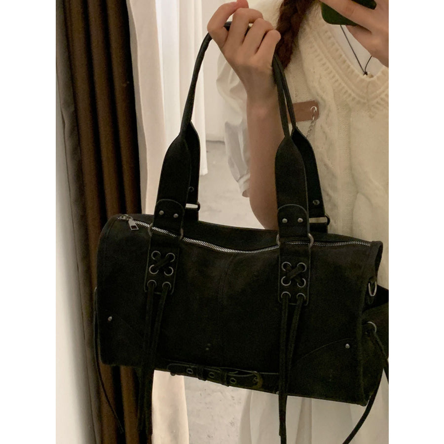 Lace Up Shoulder Bag Black / One Size Apparel and Accessories