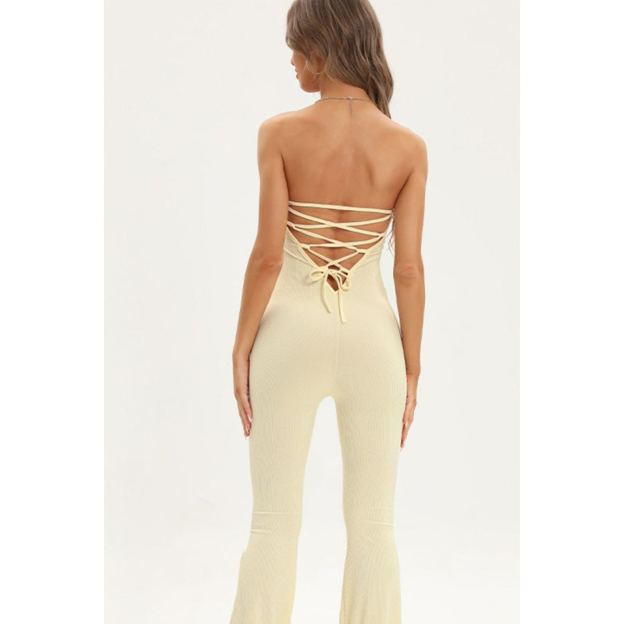 Lace-Up Strapless Jumpsuit