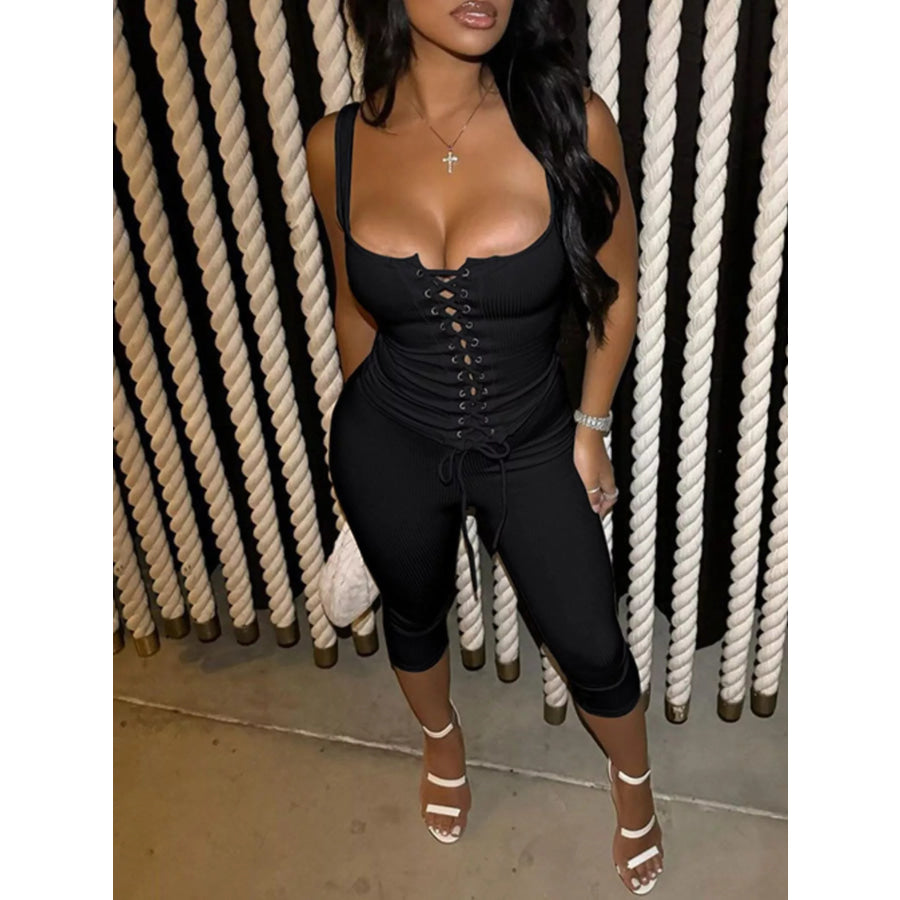 Lace-Up Tank and Capris Set Apparel and Accessories