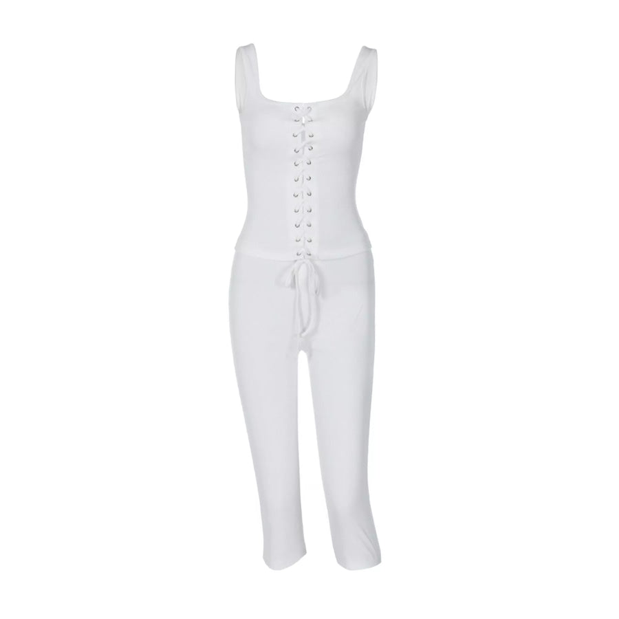Lace-Up Tank and Capris Set Apparel and Accessories