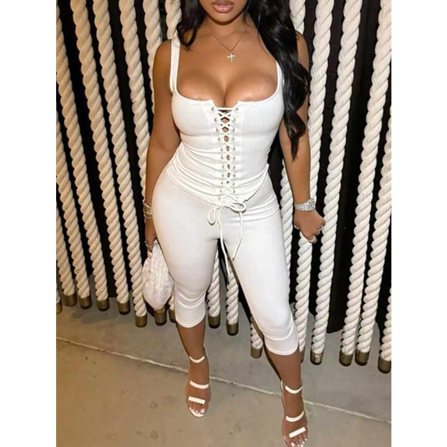 Lace-Up Tank and Capris Set Apparel and Accessories