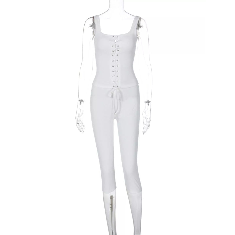 Lace-Up Tank and Capris Set Apparel and Accessories