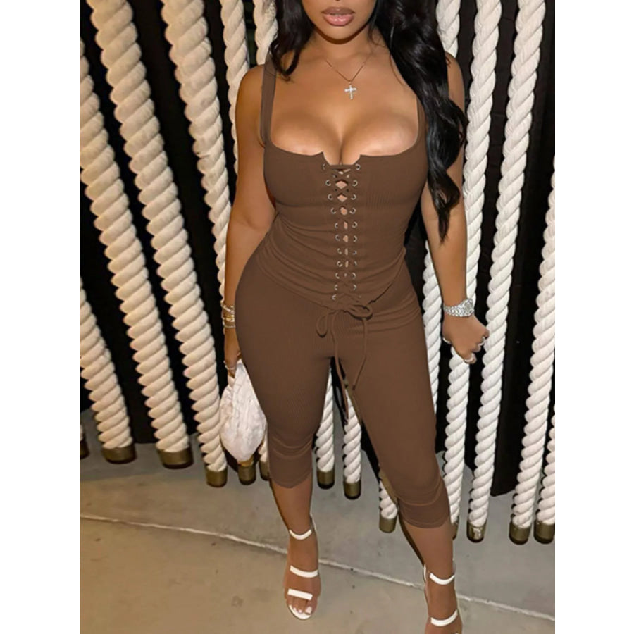 Lace-Up Tank and Capris Set Apparel and Accessories