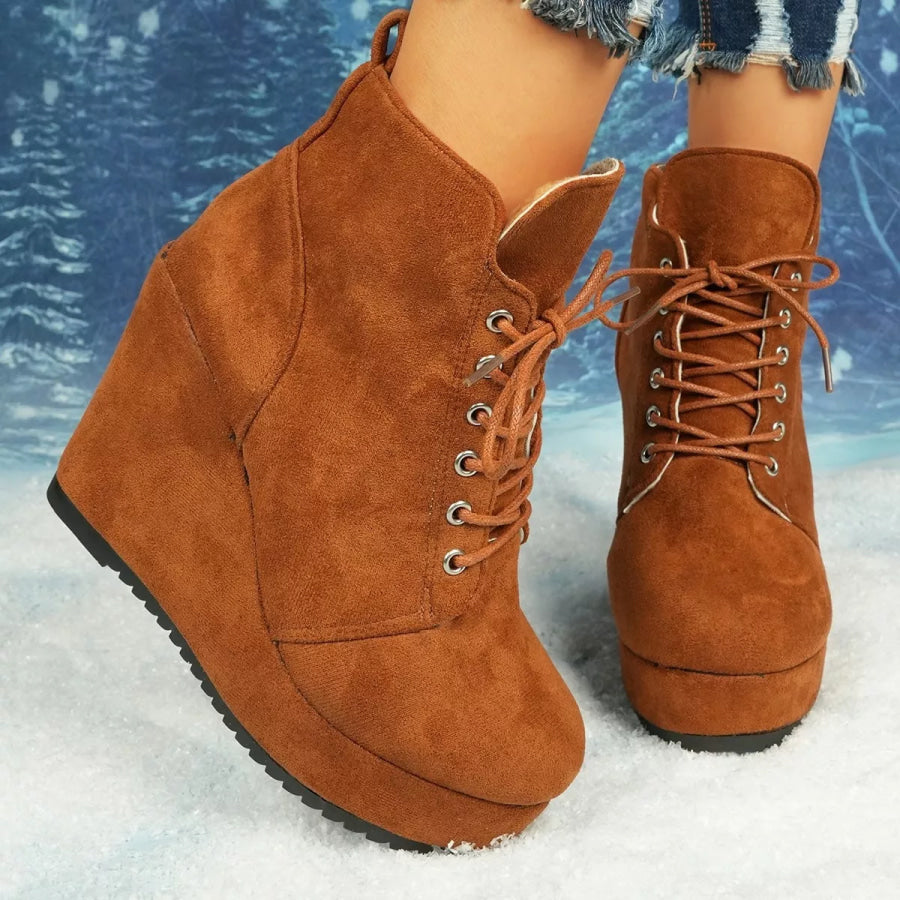 Lace-Up Wedge Ankle Boots Apparel and Accessories