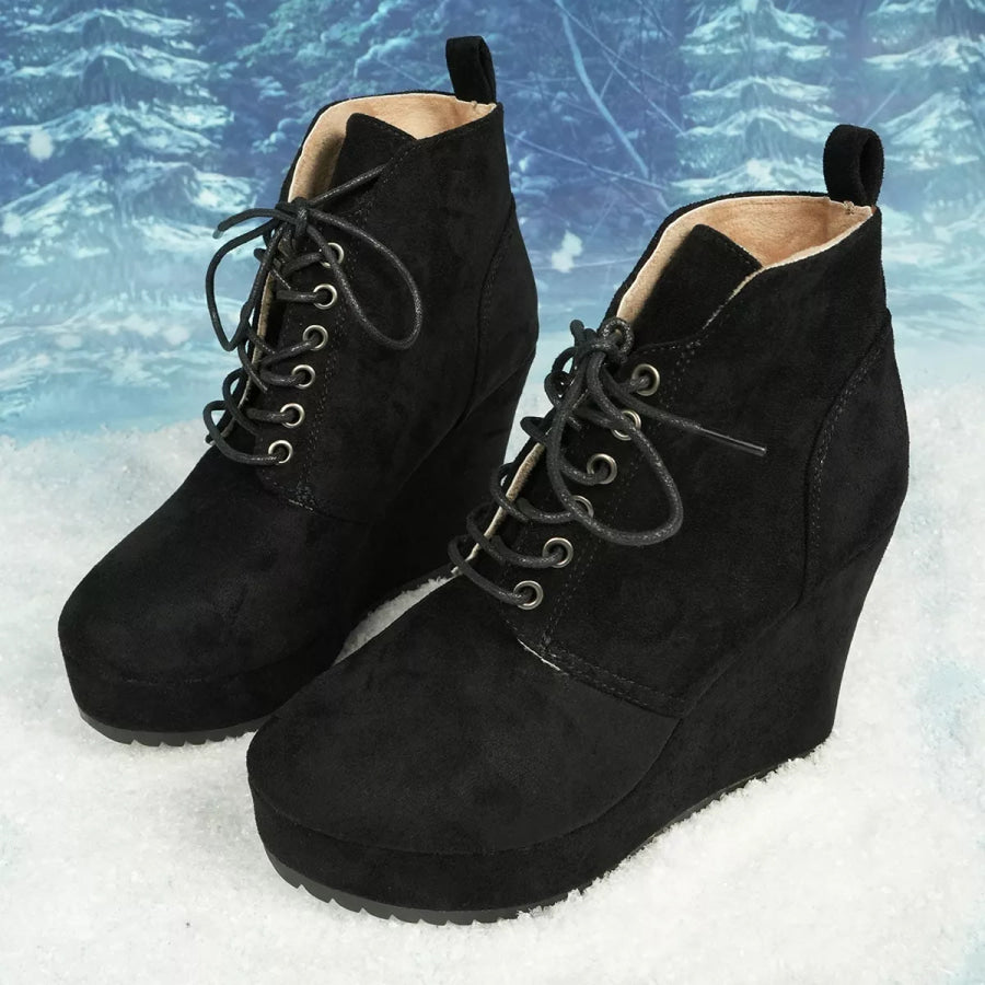 Lace-Up Wedge Ankle Boots Apparel and Accessories
