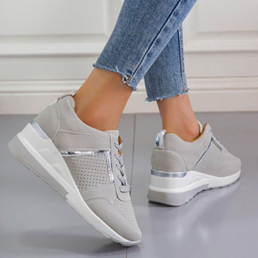 Lace Up Wedge Sneakers Apparel and Accessories