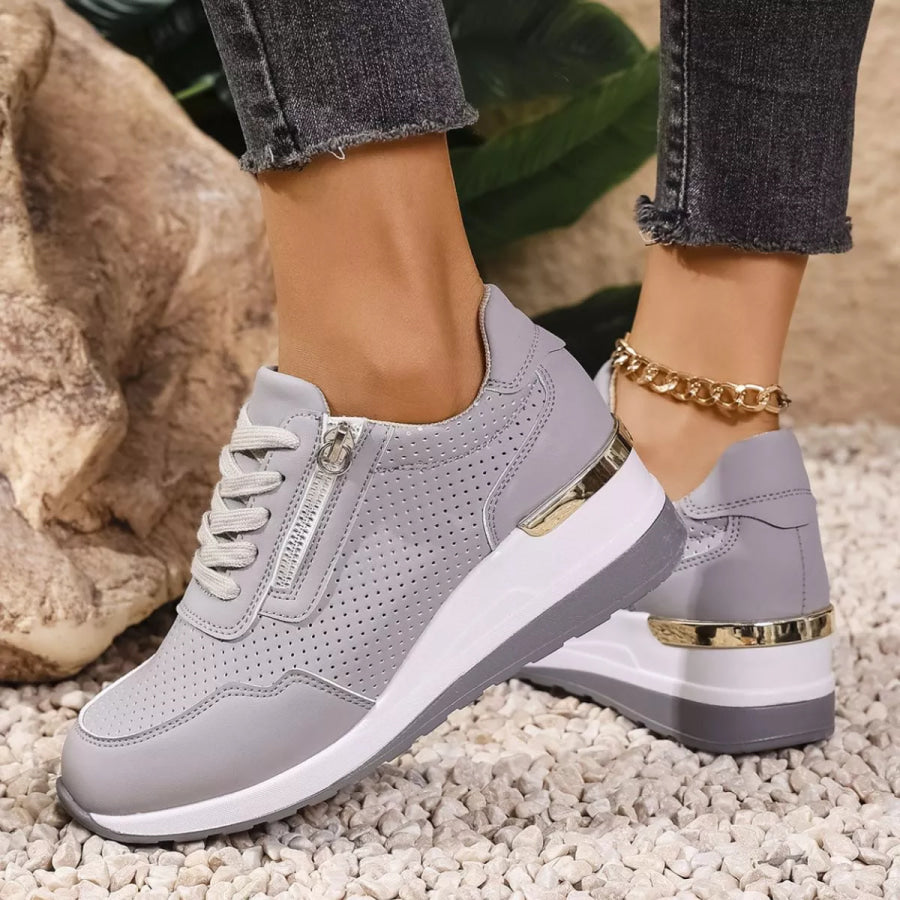 Lace Up Wedge Sneakers Apparel and Accessories