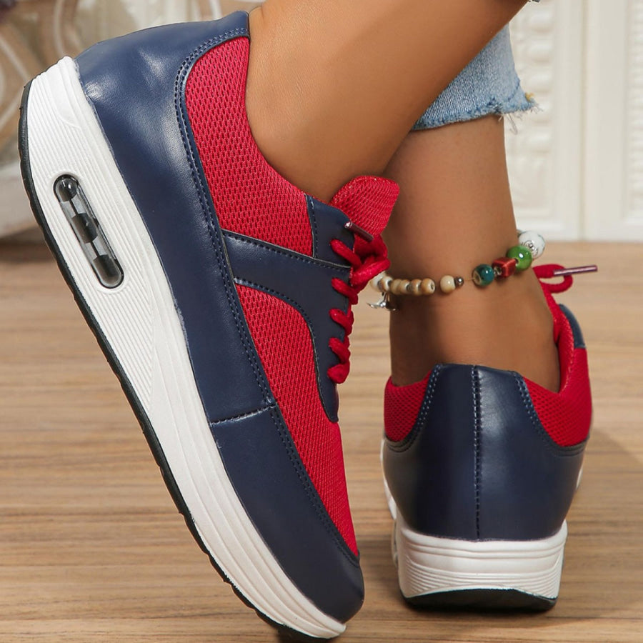 Lace Up Wedge Sneakers Apparel and Accessories