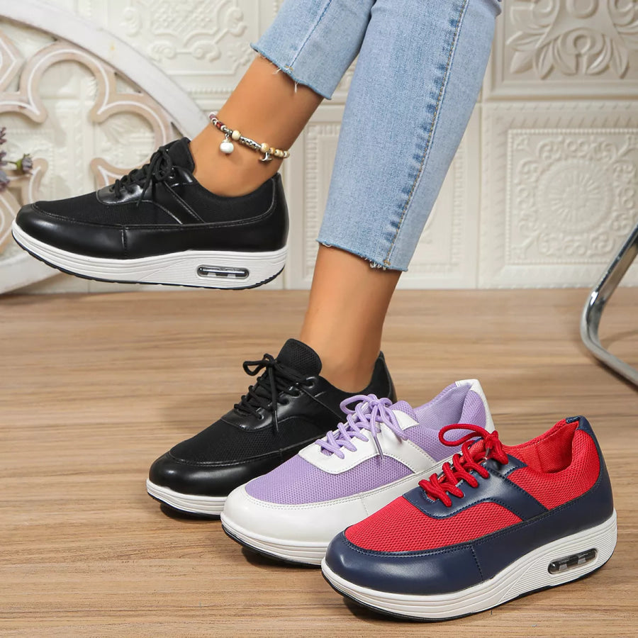 Lace Up Wedge Sneakers Apparel and Accessories