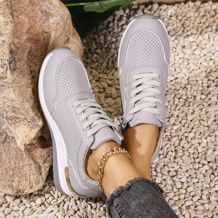 Lace Up Wedge Sneakers Apparel and Accessories