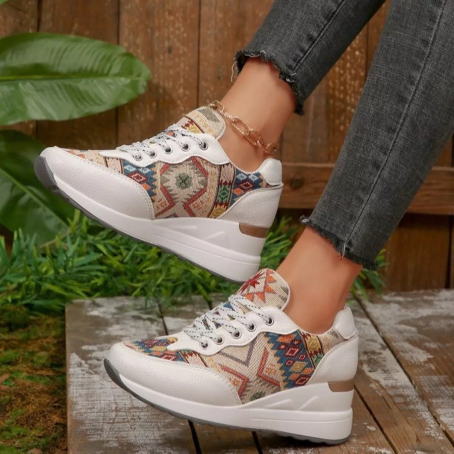 Lace Up Wedge Sneakers Apparel and Accessories