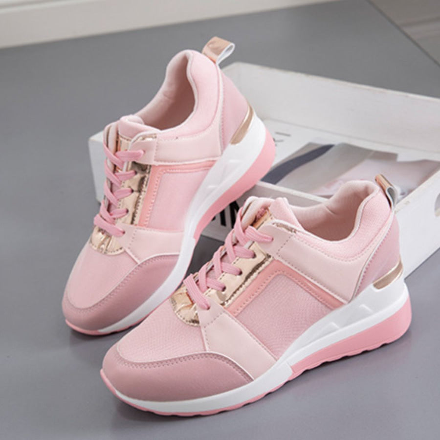 Lace Up Wedge Sneakers Apparel and Accessories