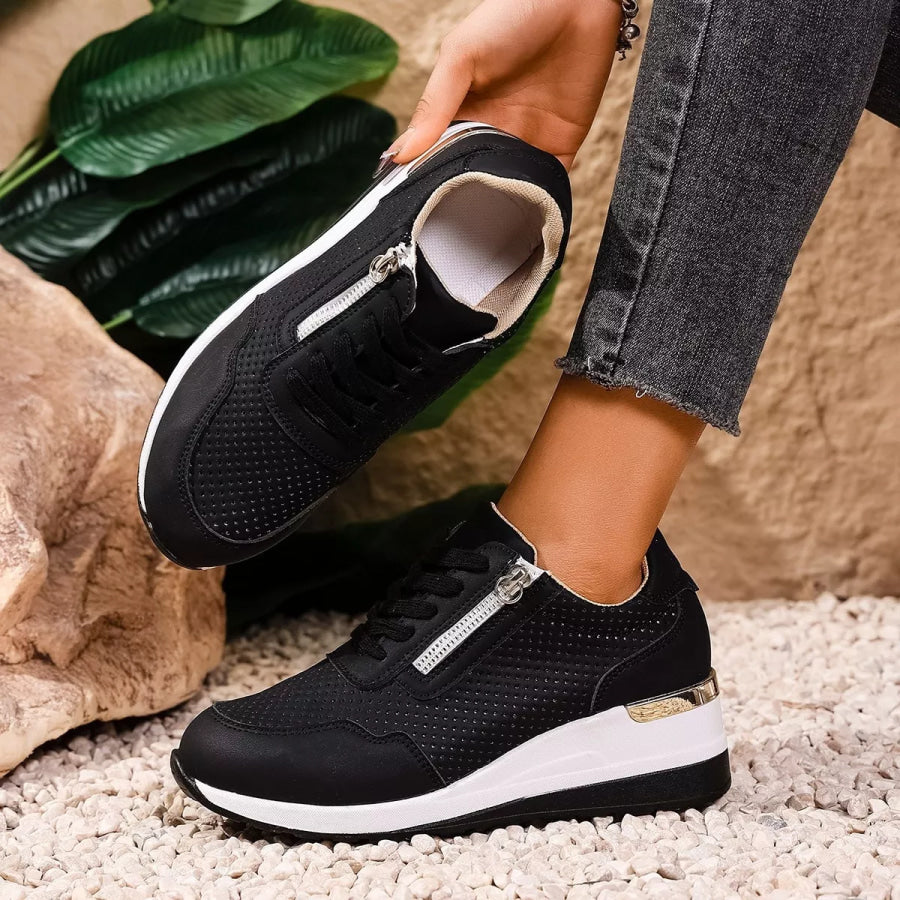 Lace Up Wedge Sneakers Apparel and Accessories