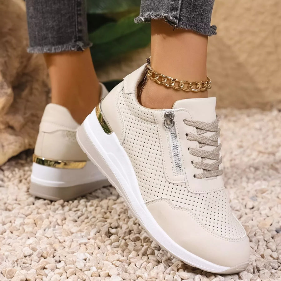 Lace Up Wedge Sneakers Apparel and Accessories