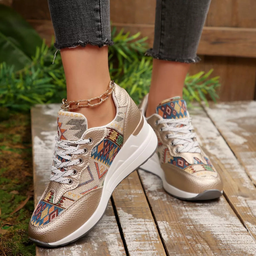 Lace Up Wedge Sneakers Apparel and Accessories