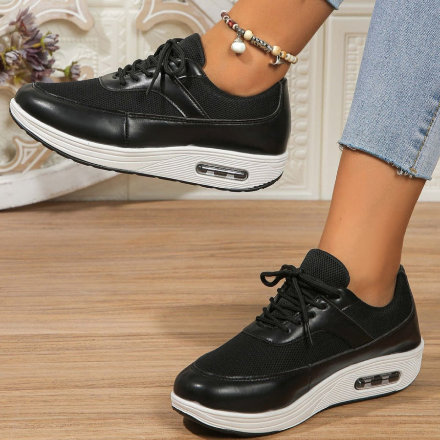 Lace Up Wedge Sneakers Apparel and Accessories