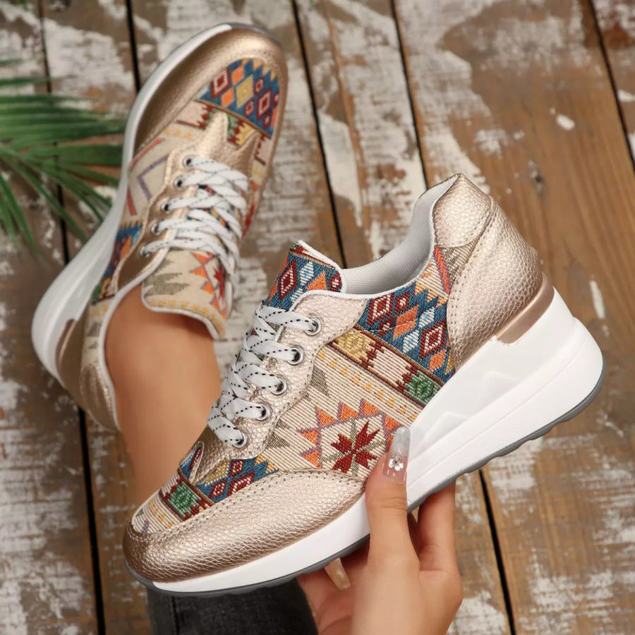 Lace Up Wedge Sneakers Apparel and Accessories
