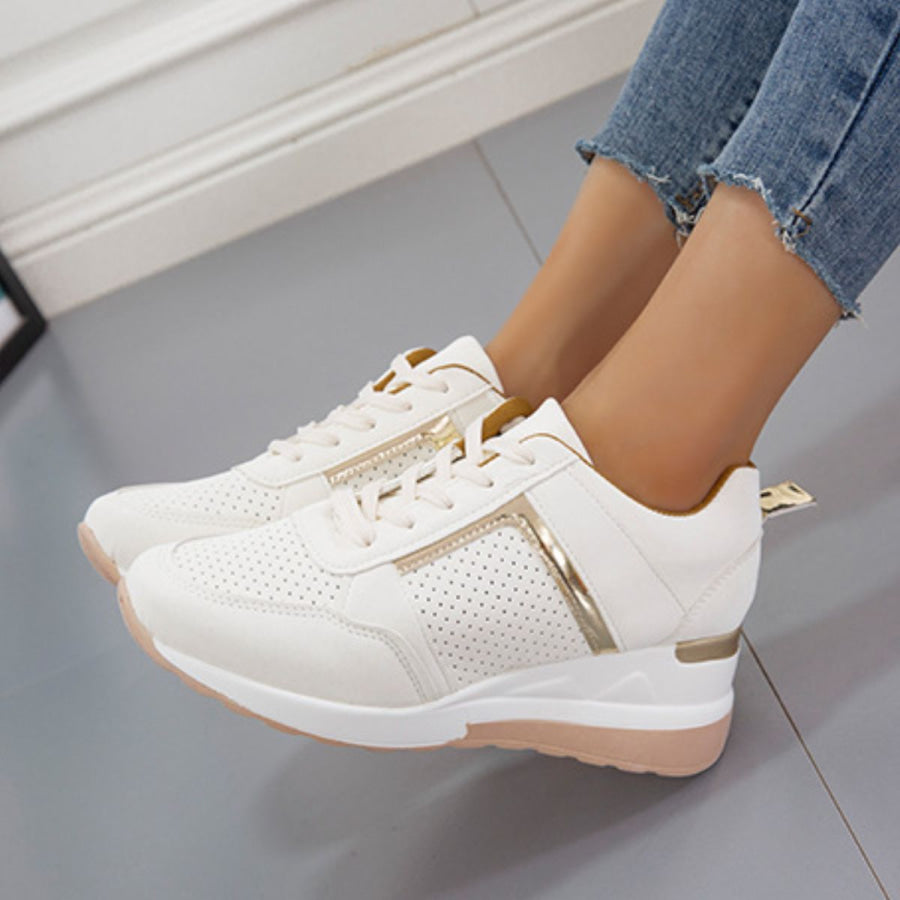 Lace Up Wedge Sneakers Apparel and Accessories