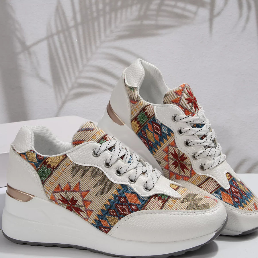 Lace Up Wedge Sneakers Apparel and Accessories