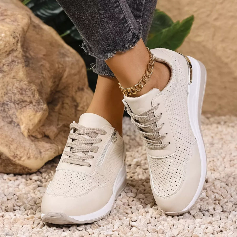 Lace Up Wedge Sneakers Apparel and Accessories