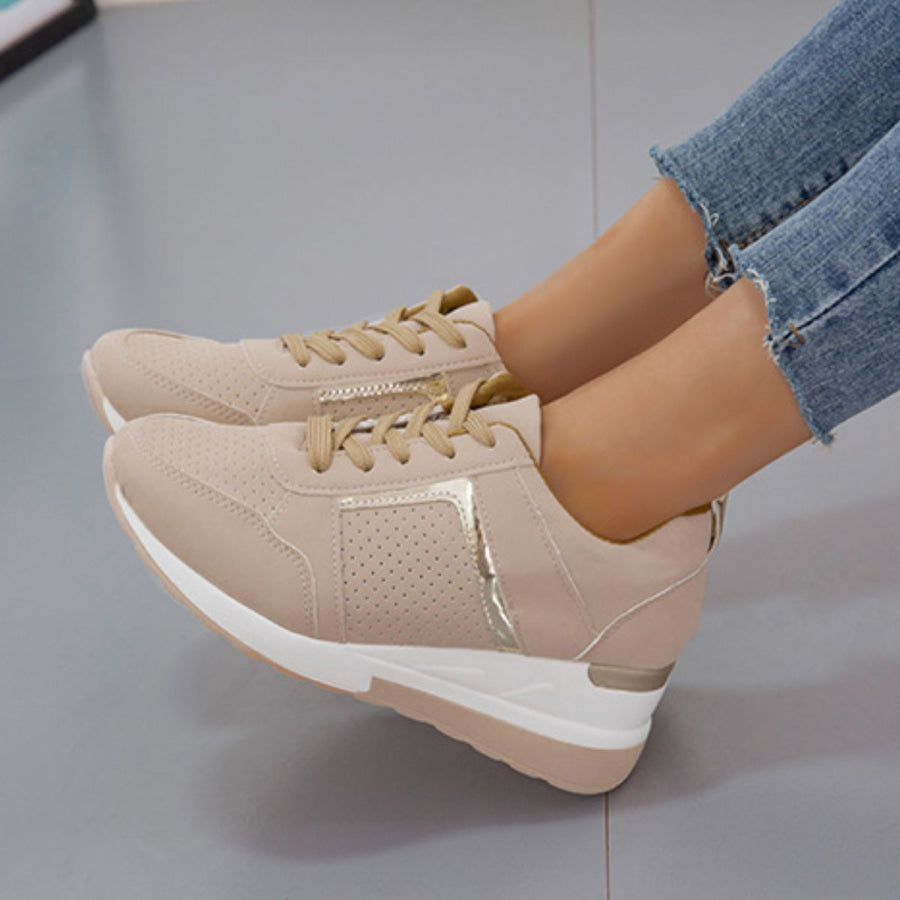 Lace Up Wedge Sneakers Apparel and Accessories