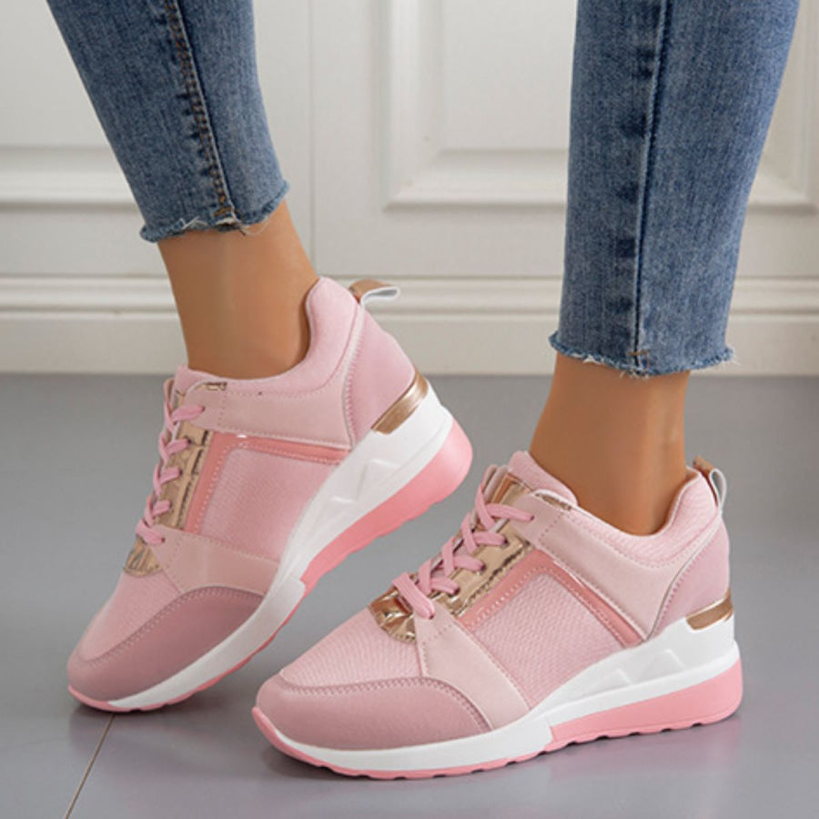Lace Up Wedge Sneakers Apparel and Accessories