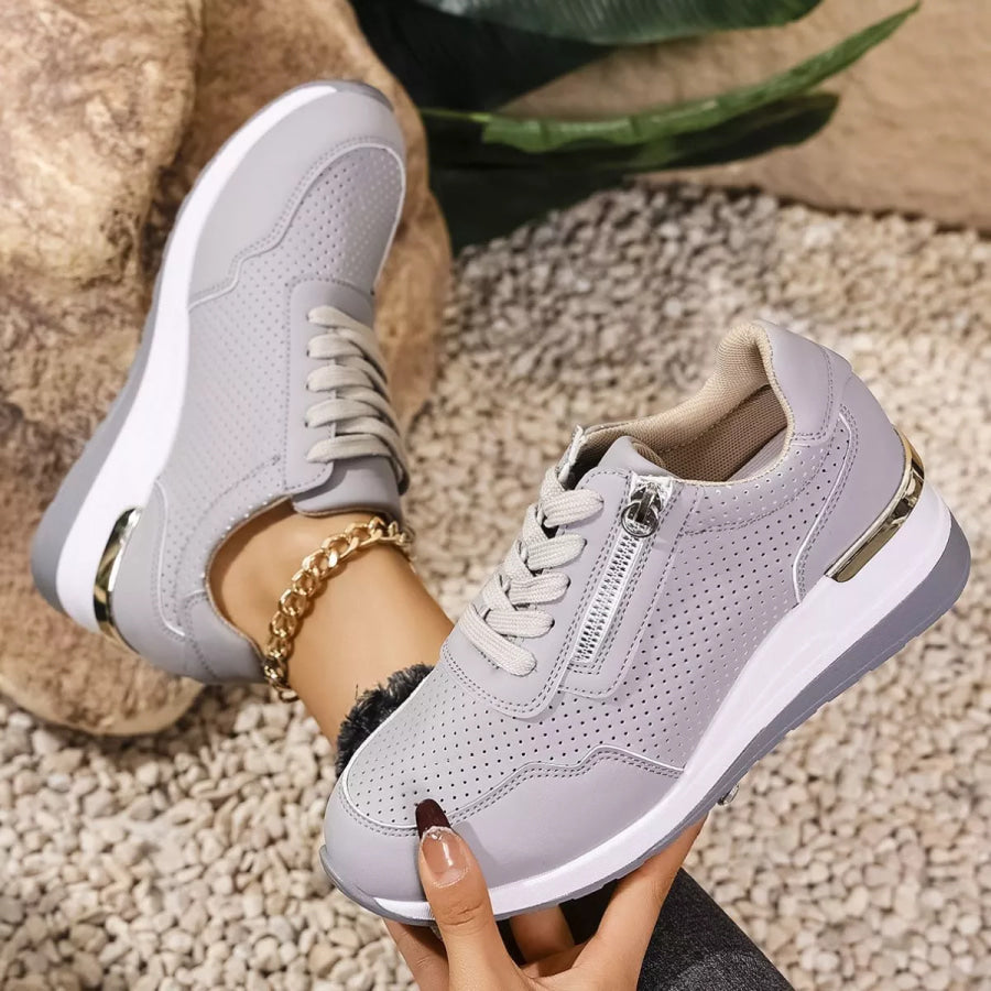 Lace Up Wedge Sneakers Apparel and Accessories
