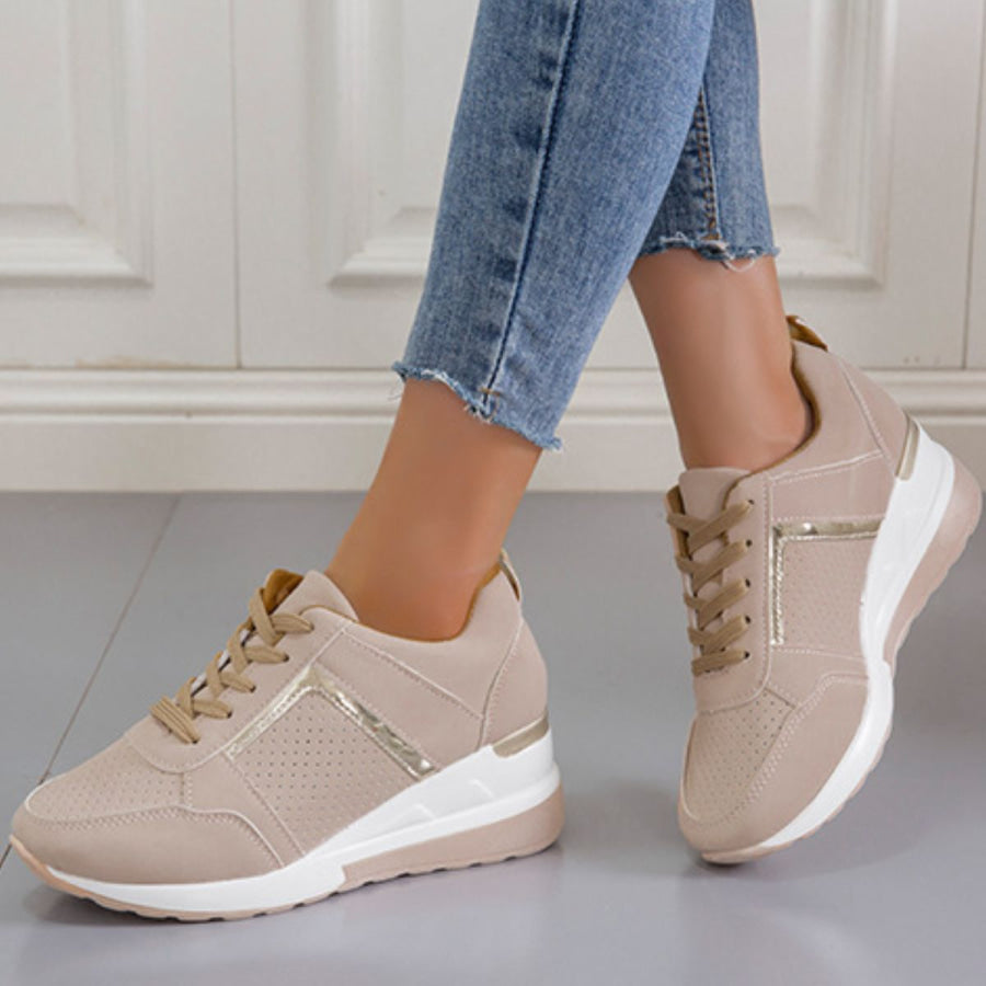 Lace Up Wedge Sneakers Apparel and Accessories