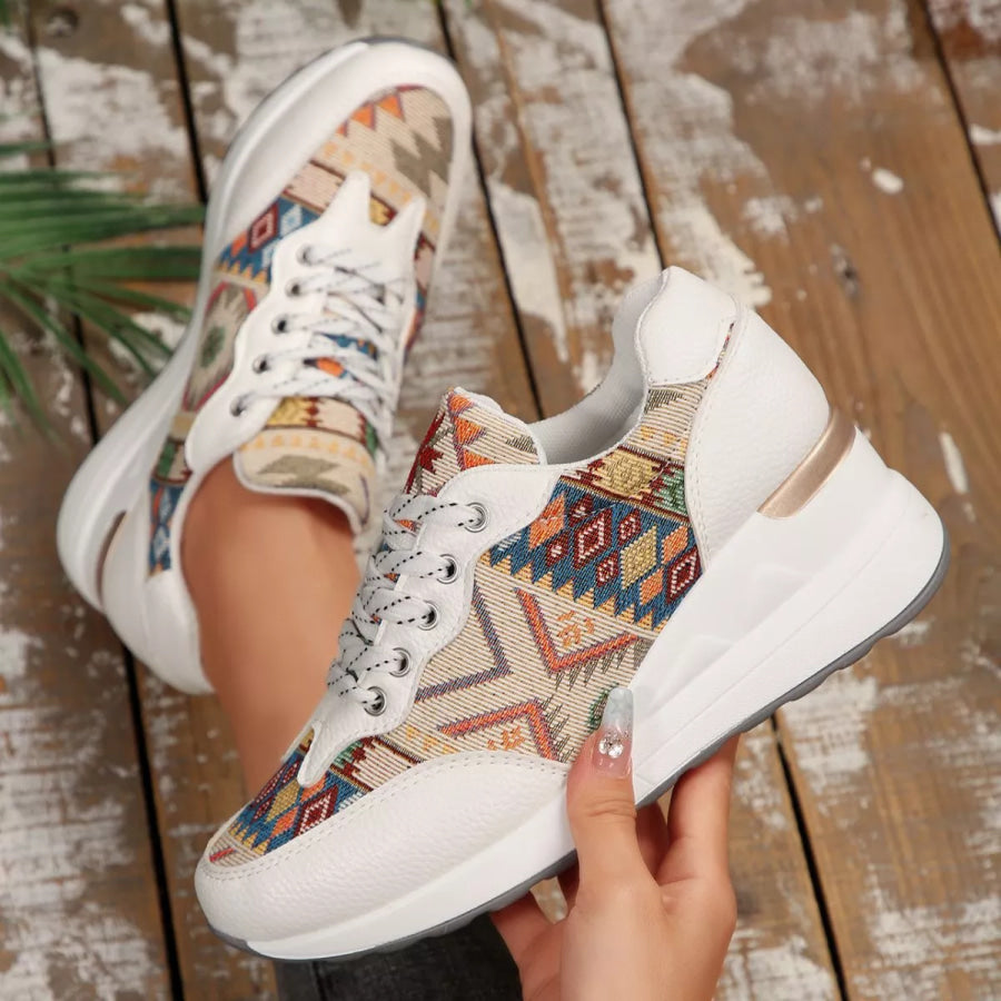 Lace Up Wedge Sneakers Apparel and Accessories