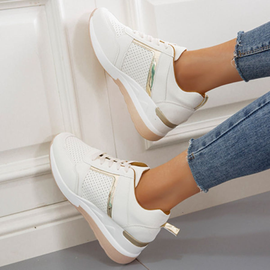 Lace Up Wedge Sneakers Apparel and Accessories