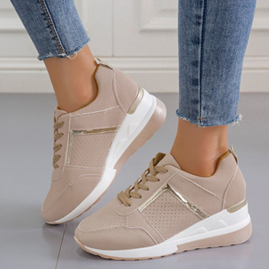Lace Up Wedge Sneakers Apparel and Accessories