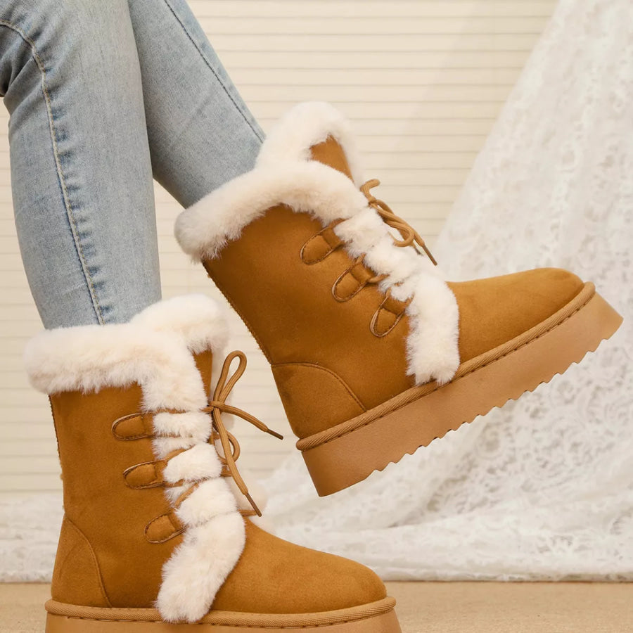 Lace-Up Winter Boots Apparel and Accessories