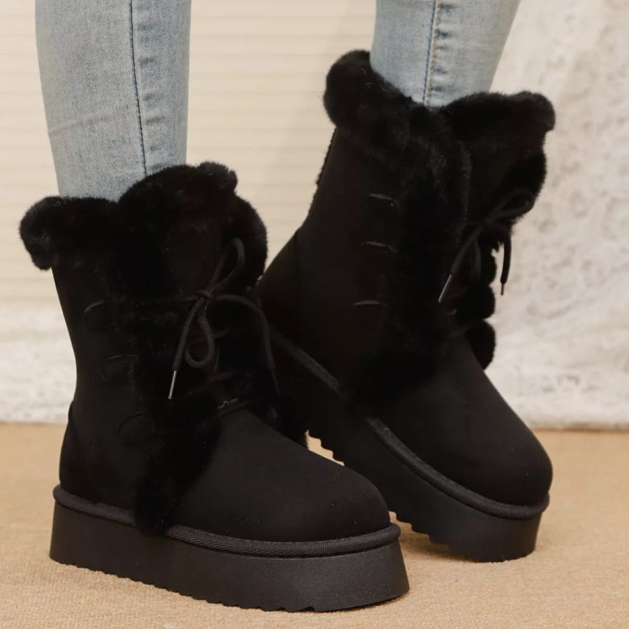 Lace-Up Winter Boots Black / 36 Apparel and Accessories
