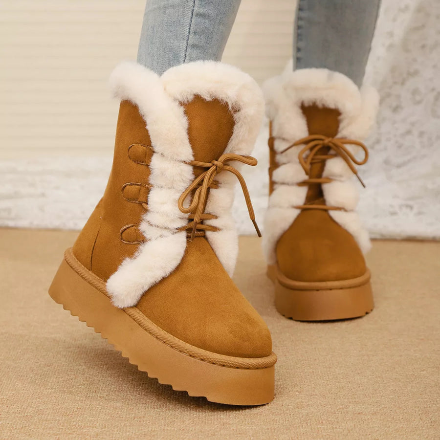 Lace-Up Winter Boots Caramel / 36 Apparel and Accessories