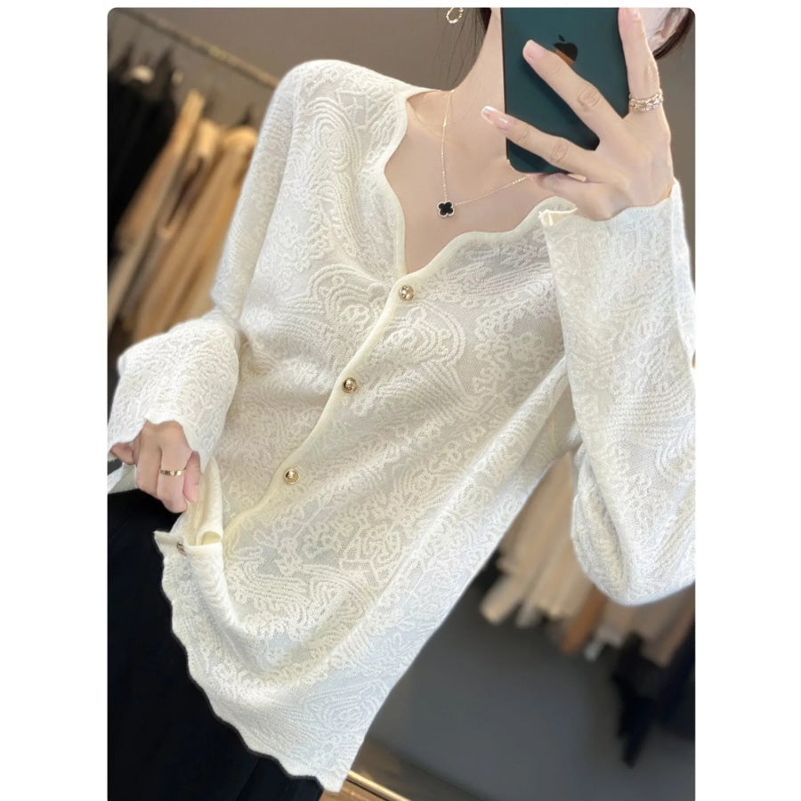 Lace V-Neck Cardigan Apparel and Accessories