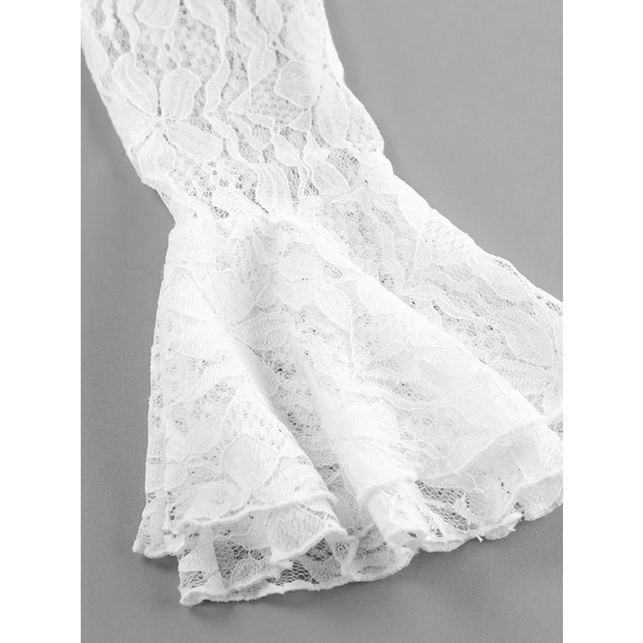 Lace V-Neck Flare Sleeve Blouse Apparel and Accessories