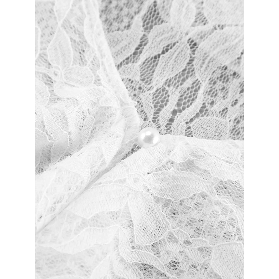 Lace V-Neck Flare Sleeve Blouse Apparel and Accessories