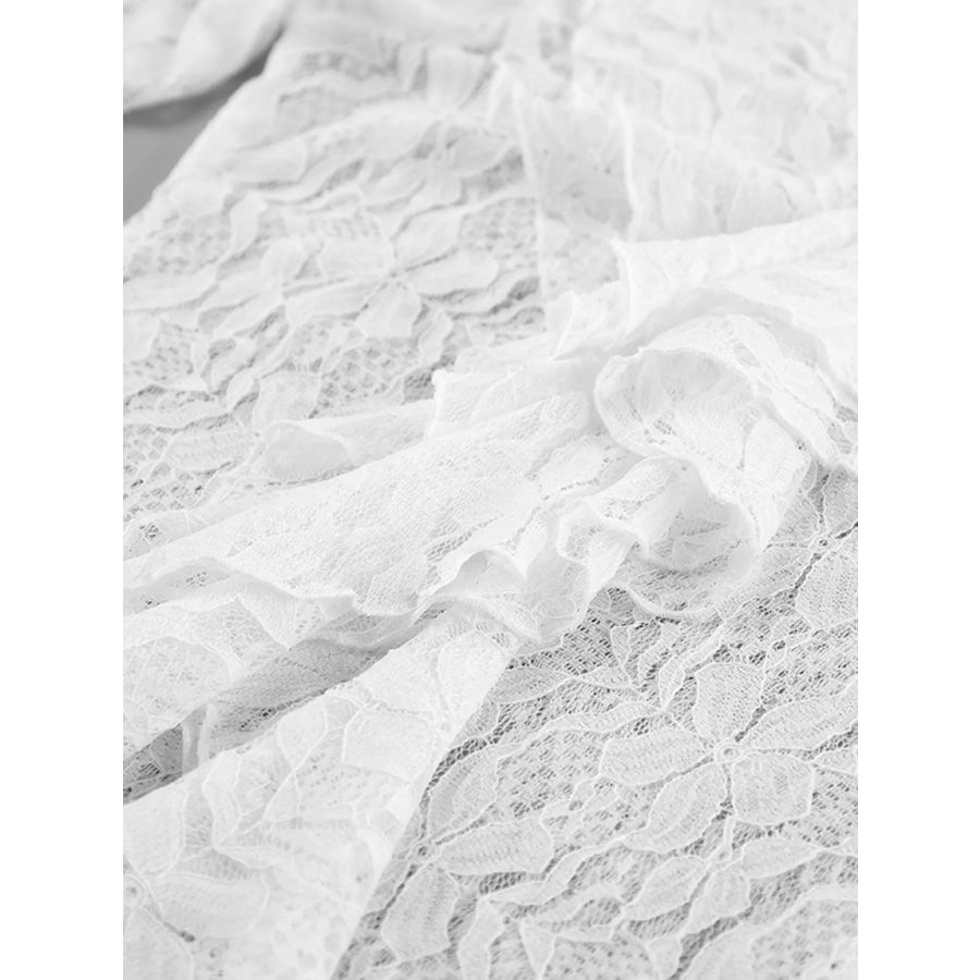 Lace V-Neck Flare Sleeve Blouse Apparel and Accessories