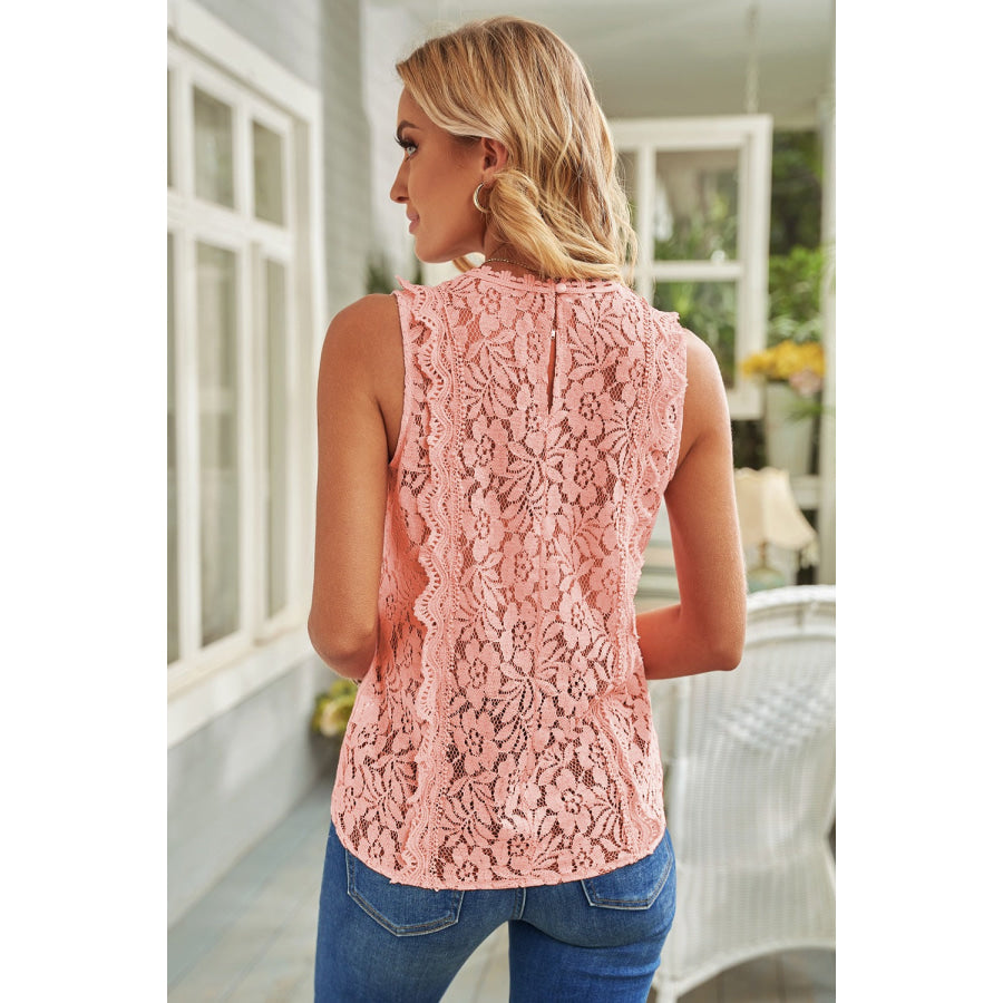 Lace V - Neck Wide Strap Tank Apparel and Accessories