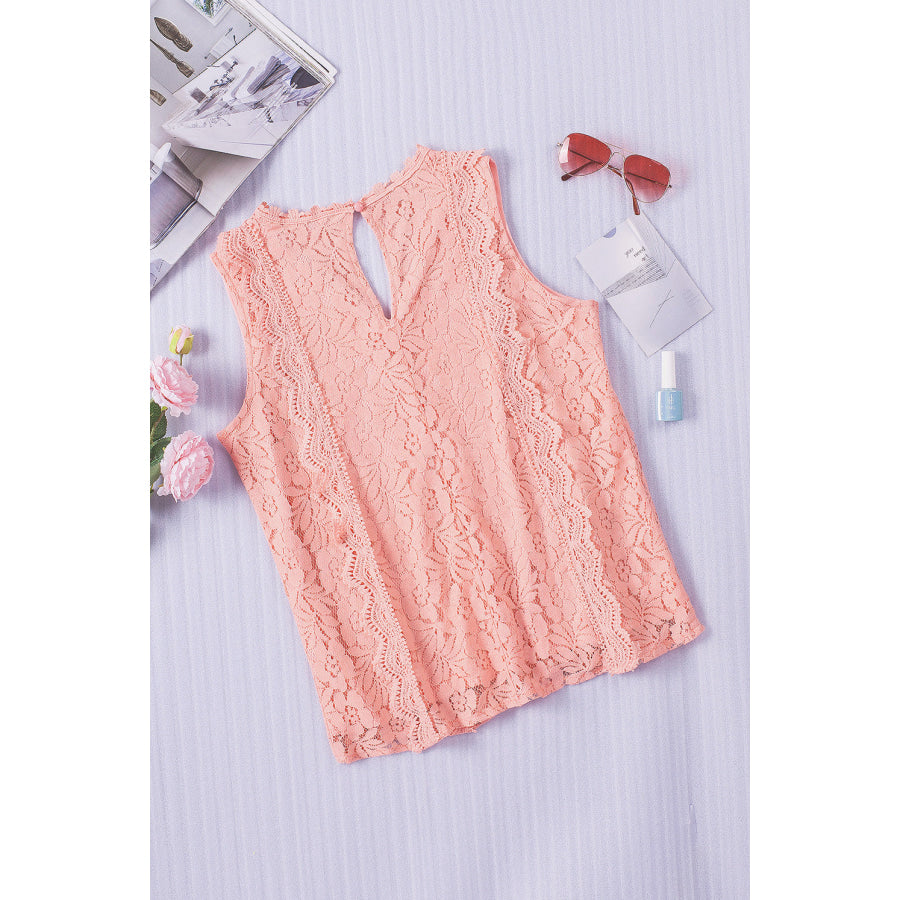 Lace V - Neck Wide Strap Tank Apparel and Accessories