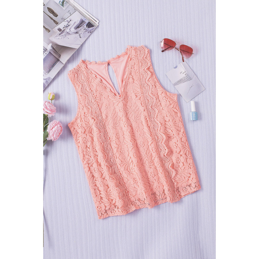 Lace V - Neck Wide Strap Tank Apparel and Accessories