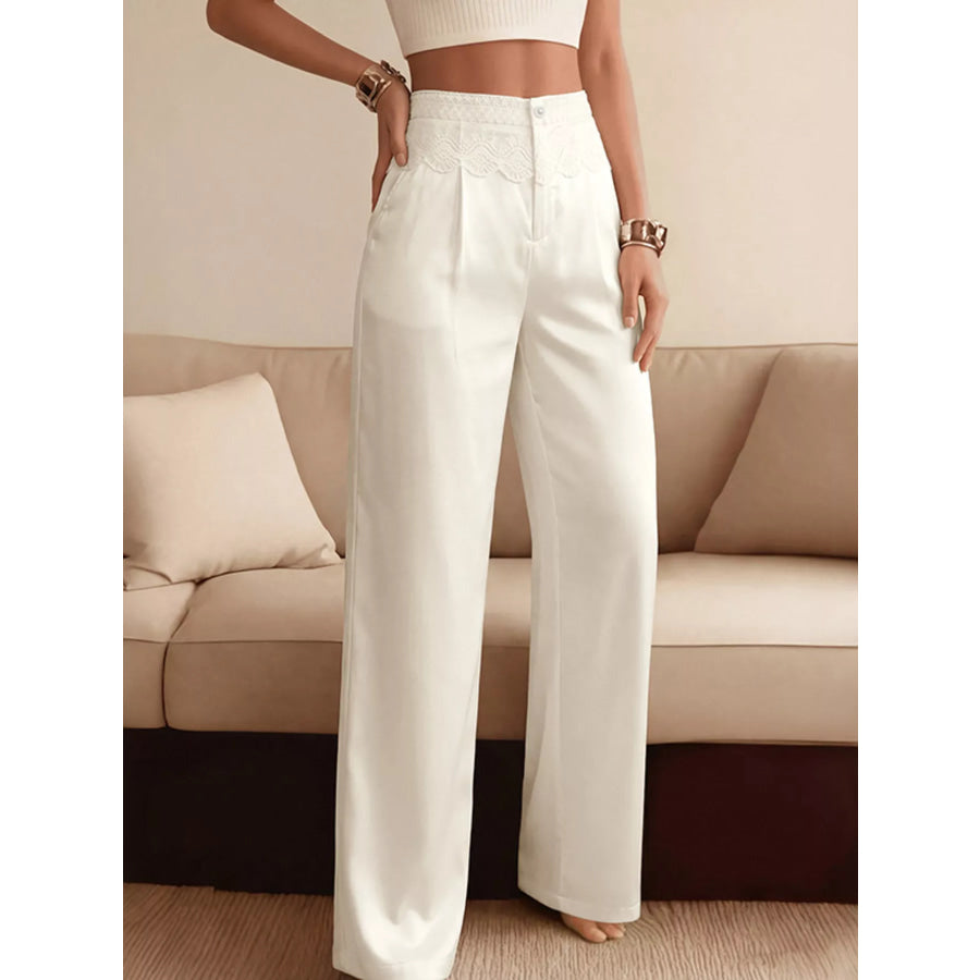 Lace Waist Wide Leg Pants Apparel and Accessories