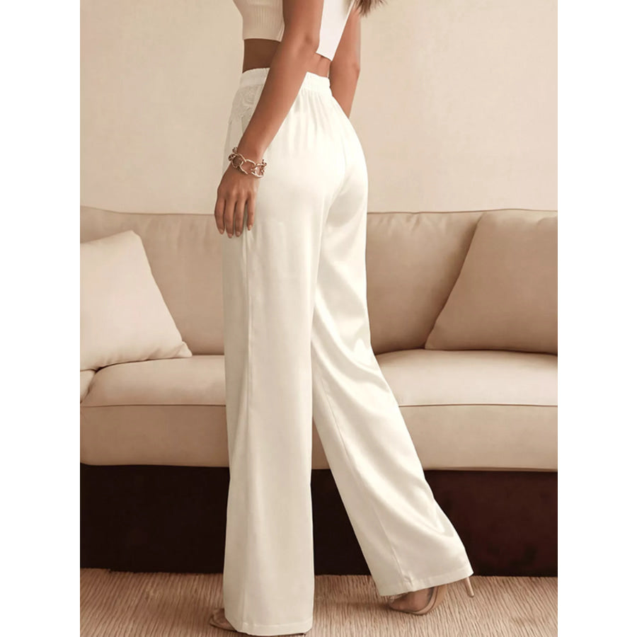 Lace Waist Wide Leg Pants Apparel and Accessories