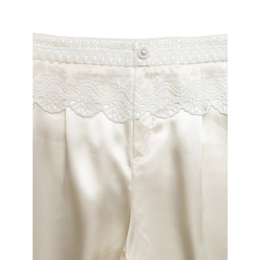 Lace Waist Wide Leg Pants Apparel and Accessories